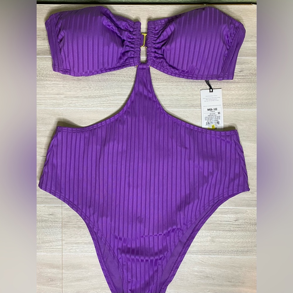 NWT Shade & Shore Purple One Piece Swimsuit - Cheeky Sz M (8-10)